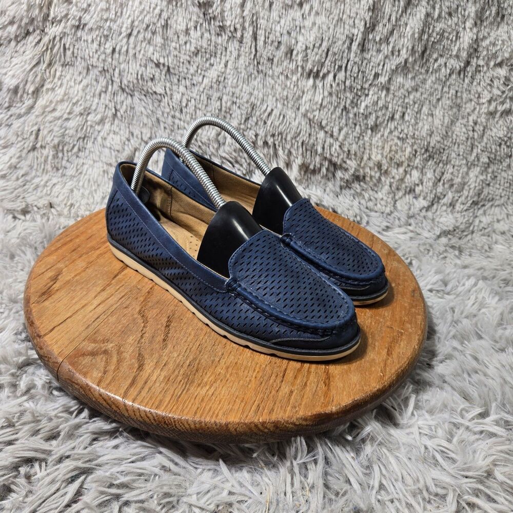 Natural Soul Navy Isla Slip-on Loafers Womens Size 9M Casual Retro Outdoor Flats